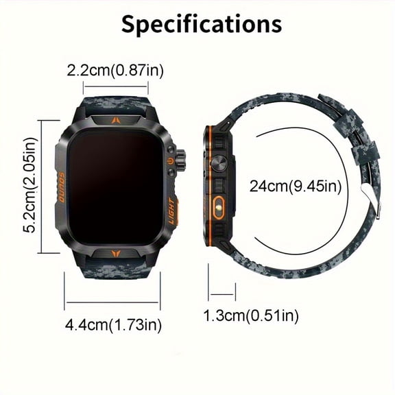 [Outdoor Smartwatch] 2025 Outdoor Smartwatch with Call Function | 2.01-inch TFT Display, USB Charging, 600mAh Lithium Polymer Battery, LED Flashlight, Sports Tracker, Compatible with Android