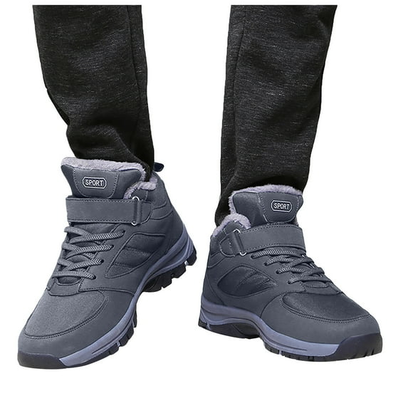 Outdoor Snow Boots for Women Men Waterproof Nonslip Hiking Winter Booties Lace up Hook and Loop Athletic Ankle Boots Grey 11