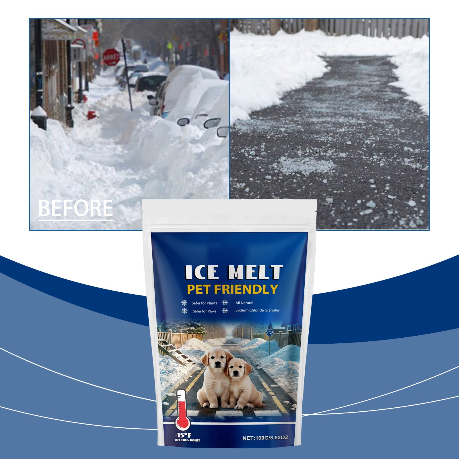 Outdoor Snow Melt, Pet & Kid Friendly, Calcium Chloride Pellets for Ice Melt - Fast-Acting & Safe On Surfaces - Ideal for Driveways, Sidewalks and Entryways