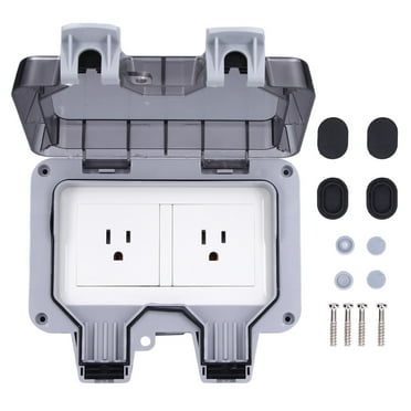 Outdoor Socket Electric Outlet Power Box Wall Receptacle Waterproof IP66 250V 15A- 2 Gang