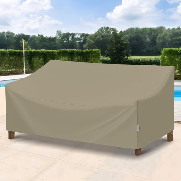 Outdoor Sofa Cover Waterproof, Heavy Duty Couch Cover 93.5 Inch with Seam Taped, All Weather Protection 3-Seater Bench Protector for Outdoor Furniture, 93.5" W x 45" D x 39" H, Taupe