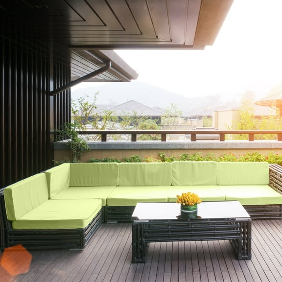 Outdoor Sofa Cushion Cover 24x24x4in Waterproof Dustproof UV Fade Resistant Soft Polyester Elastic Patio Rattan Chair Bench Seat Card Protector Easy Clean