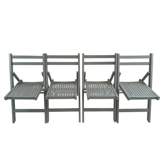 Outdoor Sofa, Furniture Slatted Wood Folding Special Event Chair - Gray, Set of 4, FOLDING CHAIR, FOLDABLE STYLE, Gray Patio Furniture,Solid Wood Outdoor Sectional