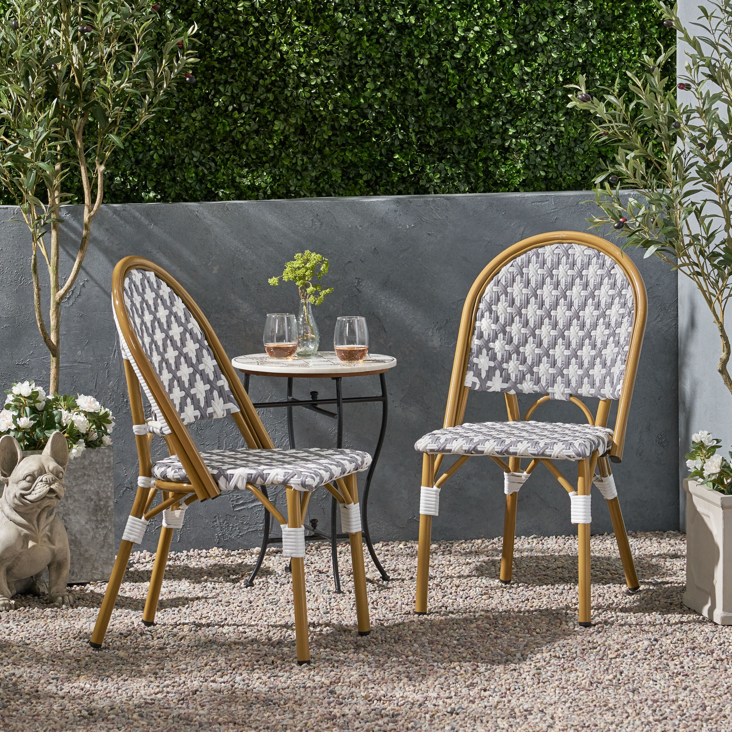 Outdoor Sofa, Outdoor PE Rattan and Aluminum French Bistro Chairs, Set ...