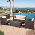 thumbnail image 1 of Outdoor Sofa Set 4 Piece, Patio Furniture Set, Wicker Sofa Set with Loveseat 2 Chairs Table, All-Weather PE Rattan and Water-Resistant Cushions, Modern Outdoor Seating, Dark Brown, 1 of 11