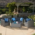 thumbnail image 1 of Outdoor Sofa Set 4 Piece, Patio Furniture Set, Wicker Sofa Set with Loveseat 2 Chairs Table, All-Weather PE Rattan and Water-Resistant Cushions, Modern Outdoor Seating, Black, 1 of 11