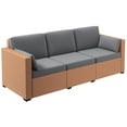 thumbnail image 1 of Outdoor Sofa, Wicker Patio Couch, PE Rattan 3-Seat Sofa, Outdoor Furniture with Deep Seating, Cushions, Steel Frame, Sand, Brown Patio Furniture,Steel Outdoor Sectional, 1 of 9
