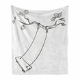 thumbnail image 1 of Outdoor Soft Flannel Fleece Blanket, Sketchy Leaves Tree Branch with a Swing and Word of Joy Garden Park Play Childhood, Cozy Plush for Indoor and Outdoor Use, 50" x 70", Black White, by Ambesonne, 1 of 6