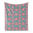 thumbnail image 1 of Outdoor Soft Flannel Fleece Throw Blanket, Germinating Plants Wildflowers Twigs Sprouts Buds Lively Rustic Patio Print, Cozy Plush for Indoor and Outdoor Use, 50" x 70", Teal Pink White, by Ambesonne, 1 of 5