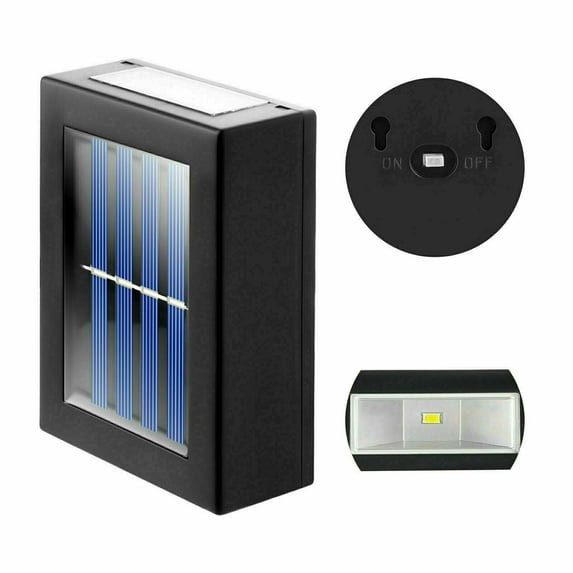 Outdoor Solar 2 LED Deck Lights Garden Patio Pathway Stairs Step Fence Wall Lamp