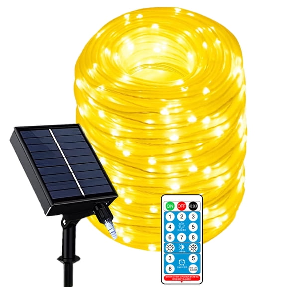 Outdoor Solar 240LED Rope Lights, Waterproof 26M LED Rope Tube Copper Wire Solar Pipe Fairy String Lights with Remote and Timer for Garden Tree Wedding Party Christmas Decoration
