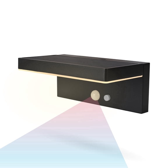 Outdoor Solar Aluminum Wall Light with Motion Sensor & LED Lightbar