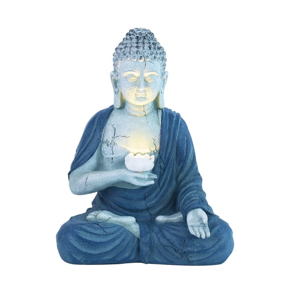 Outdoor Solar Buddha Lotus Garden Statue with Integrated LED Light