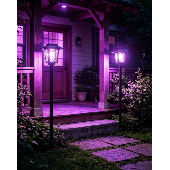 Outdoor Solar Bug Zapper Repellent Lamp Stake Light, 2-Pack, Effective Mosquito & Fly Killer for Yard Garden Camping
