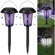 Outdoor Solar Bug Zapper Repellent Lamp Stake Light, 2-Pack, Effective Mosquito & Fly Killer for Yard Garden Camping