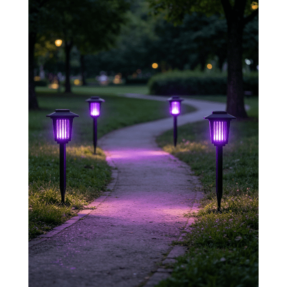 Outdoor Solar Bug Zapper Repellent Lamp Stake Light, 4-Pack, Effective Mosquito & Fly Killer for Yard Garden Camping