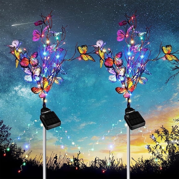 Outdoor Solar Butterfly Garden Lights - Multicolor ABS Lawn Decoration for Yard, Pathway, Flower Bed, IP65 Waterproof, 29.5in, 1 Pack