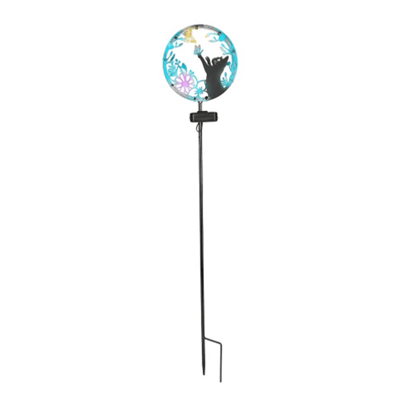 Outdoor Solar Cat Stake Light Metal Cat Figurine with Solar Lights Garden Decor Patio Lawn
