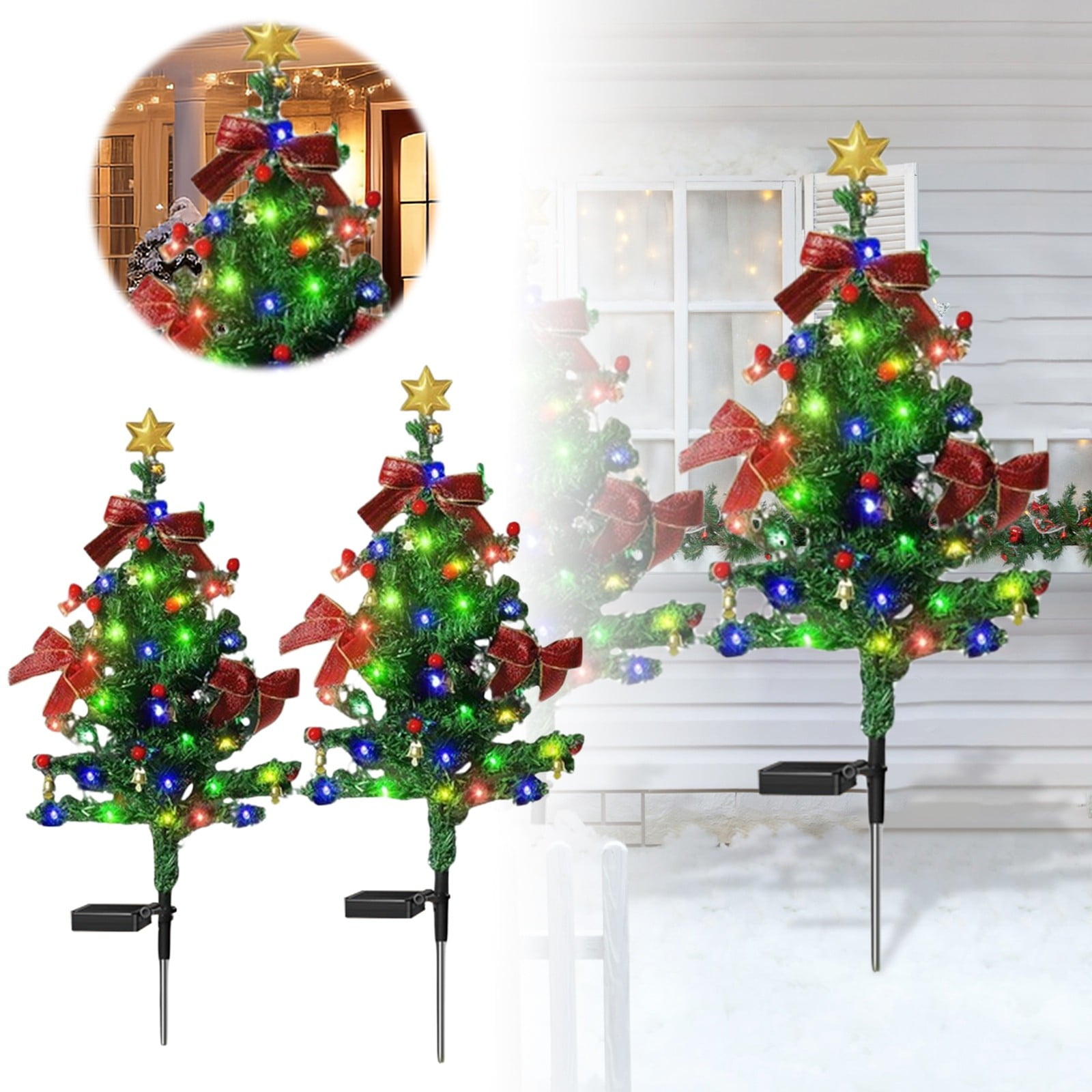 Outdoor Solar Christmas Tree Stake Lights Waterproof LED Garden Decor — free download