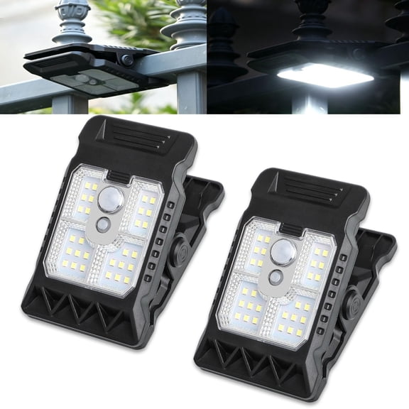 Outdoor Solar Clip Light with Motion Sensor, High Brightness Energy-Saving LED, Wireless Portable Clamp Lamp for Fence Patio Deck Yard Garage