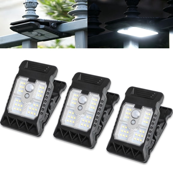 Outdoor Solar Clip Light with Motion Sensor, High Brightness Energy-Saving LED, Wireless Portable Clamp Lamp for Fence Patio Deck Yard Garage