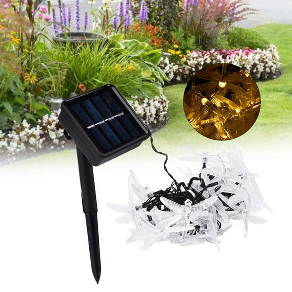 Outdoor Solar Dragonfly Lights, 30 LED Fairy Lights, 8 Modes, Energy Saving, 6.5ft