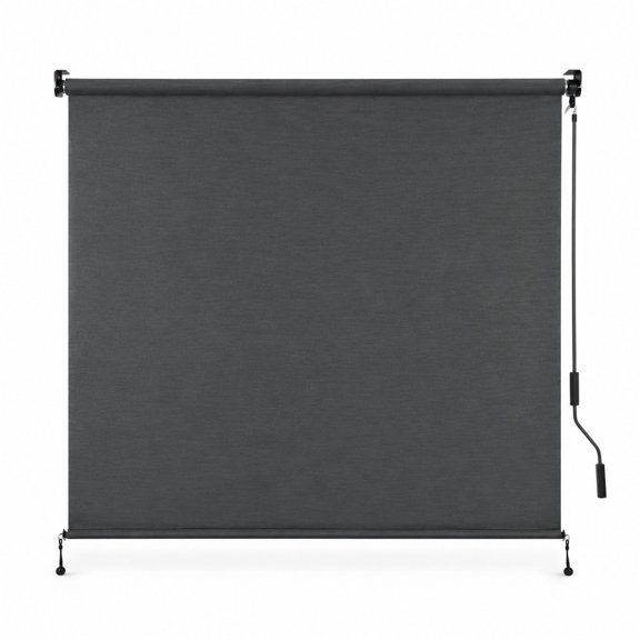 Outdoor Solar Fabric Roller Shade, 5% Openness, 8'W x 8'H, Cordless PVC and Polyester Blinds for Patio, Gazebo, Pergola or Porch