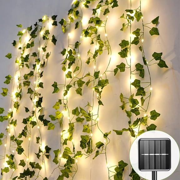 Outdoor Solar Fairy Lights, 39.3ft Ivy Fairy Lights with 120 LED String Lights, Solar Vine Lights Outdoor Weatherproof, 8 Modes Leaf Light for Garden, Balcony, , Room Decoration