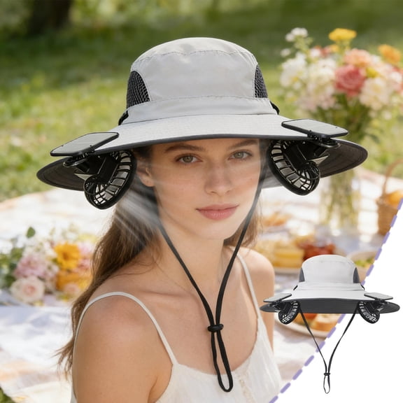 Outdoor Solar Fan Hat, Rechargeable 800mAh Battery, Breathable Mesh Design, Neck and Face Protection for Hiking, Fishing, Summer Adventures, UV Protection, Adjustable Cooling Fan