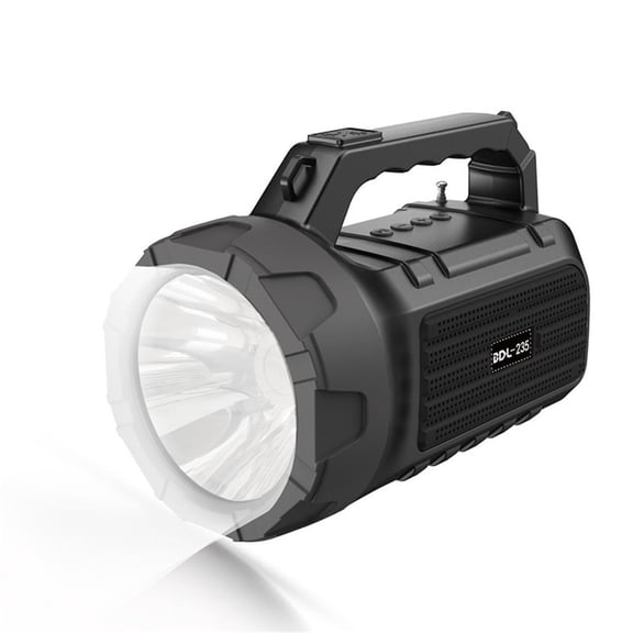 Outdoor Solar Flashlight with Bluetooth Speaker and Radio, Portable Multifunction Device, 1200mAh Battery for Camping Emergency and Outdoor Use