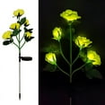 thumbnail image 1 of Outdoor Solar Garden Flower Lights with 5 Rose Flowers, Upgraded LED Solar Powered Light with Stake, Waterproof Solar Decorative Lights for Pathway Patio Courtyard Garden Lawn, 1 of 7
