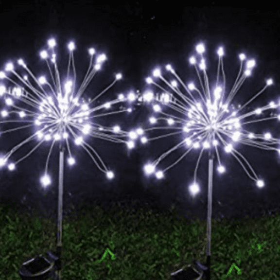 Outdoor Solar Garden Lamp, Dandelion Fireworks Lamp, 120 Lights (3 * 40 Lights) Waterproof Garden Decoration (8 Mode, White)