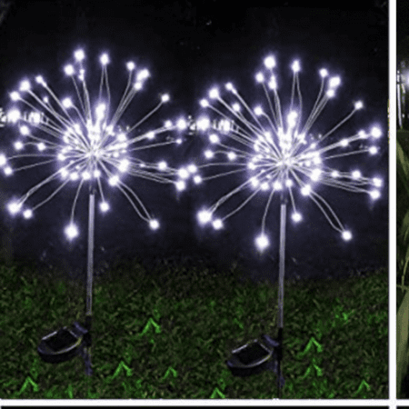 Outdoor Solar Garden Lamp, Dandelion Fireworks Lamp, 90 Lamp (3 * 30 Lamp) Waterproof Garden Decoration (2 Mode White)