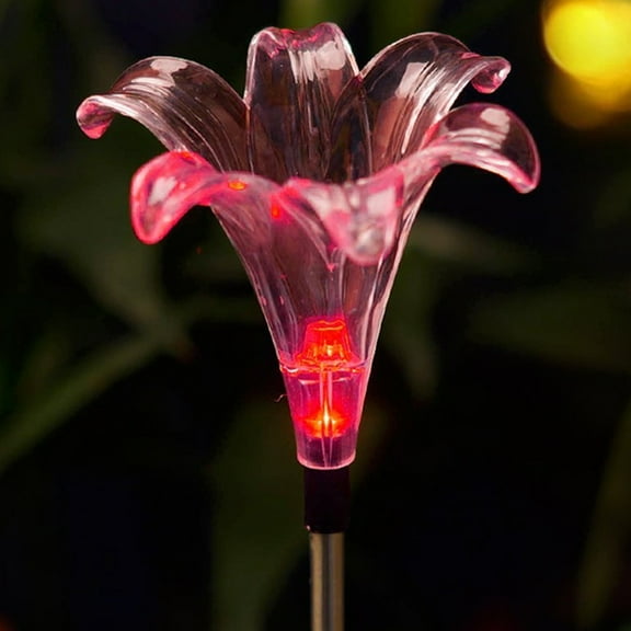 Outdoor Solar Garden Stake Light Solar Powered Color Changing LED Decorative Light Lily