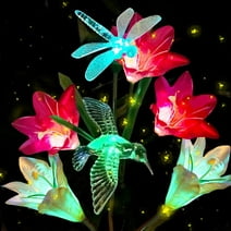 Outdoor Solar Garden Stake Lights, Zacro LED Flower Solar Powered Lights with 6 Lily Flower Butterflies Combination, Waterproof Multi-Color Changing Solar Lights