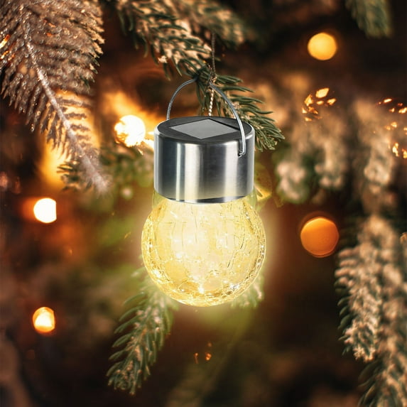 Outdoor Solar Glass Pendant Light Crack LED Rattan Light Garden Decorative Light String Courtyard Light Decorative Light 2PC, Usupdd 2025 Outdoor Solar Glass Pendant Light