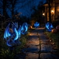 thumbnail image 1 of Outdoor Solar LED Dragon Statue Lamp, Translucent Luminous Blue Wing Gothic Dragon Ground Stake, Resin Yard Decor for Halloween Fall Party Lawn Garden Walkway Graveyard Arrangement, 1 of 7