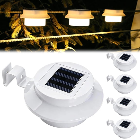 Outdoor Solar LED Gutter Wall Lights, Water-Resistant Fence Lights with Sensor for Deck and Yard