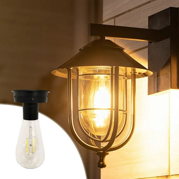 Outdoor Solar LED Lamp | Weatherproof Plastic Bulb Shape | Integrated Solar Panel | Easy Install | Energy Efficient Lighting for Garden Patio Yard Décor | Warm Ambience | Modern Design | No Wiring