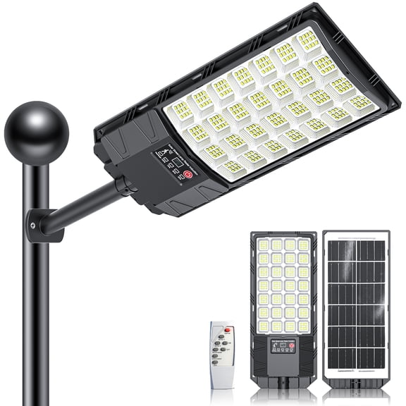 Outdoor Solar Lamp 336 LED, 18000LM Solar Outdoor Lights 6500K, Solar Outdoor Led Reflector, Solar Street Light from Dusk to Dawn, Suitable for Garage, Road, Paths, Garden and Porch, IP66
