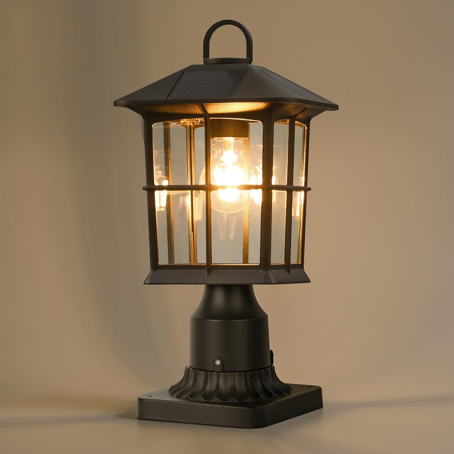 Map Post Light Fixture Outdoor Solar Lamp Post Light with Pier Mount Base, Dusk to Dawn ...