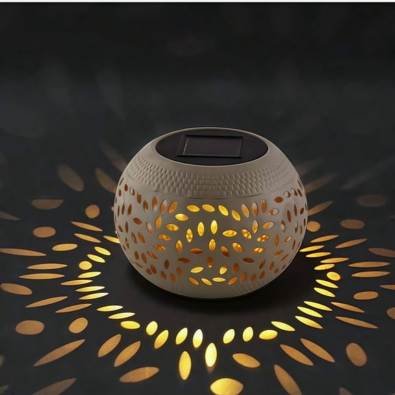 Solar Hanging Lantern Outdoor - Intelligent Light Sensing, Waterproof, Metal, White