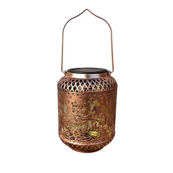 Outdoor Solar Lantern Lights, Metal Leaf Pattern Decorative Hanging Lamp, Waterproof Solar Powered Light for Garden Tree Fence and Patio Tabletop