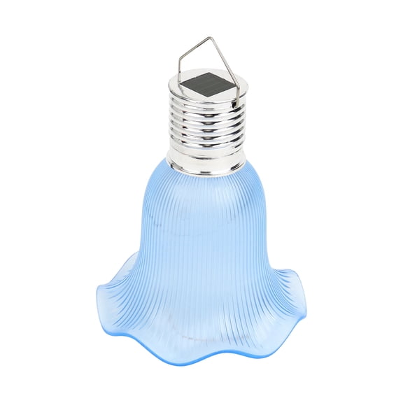 Outdoor Solar Light, Solar Hanging Light, Light Blue Decor, Outdoor Yard Decorations, 1Pc 6X4.5 in Ballet Ruffled Edge Hanging Solar Lamp, Weather Resistant Ribbed Light Blue