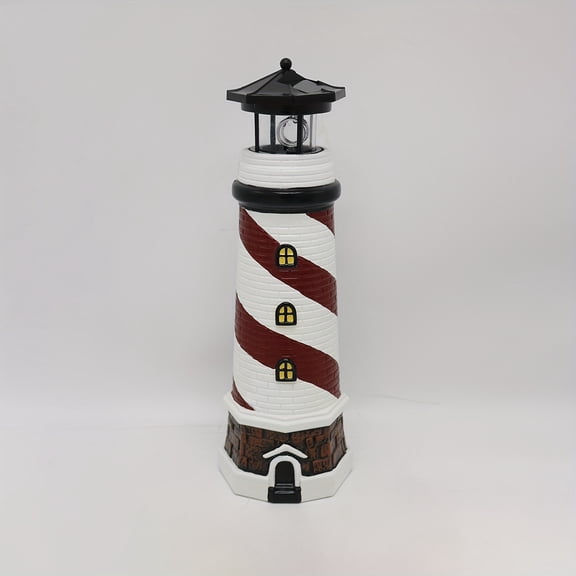 Outdoor Solar Lighthouse, 360 ° Rotating LED Solar Statue Light Step Light, Suitable for Garden, Yard, Lawn, Terrace Landscape Decoration Lighting