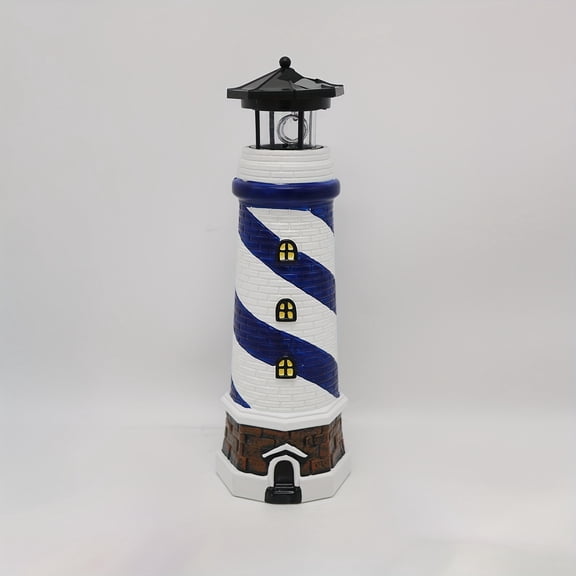 Outdoor Solar Lighthouse, 360 ° Rotating LED Solar Statue Light Step Light, Suitable for Garden, Yard, Lawn, Terrace Landscape Decoration Lighting