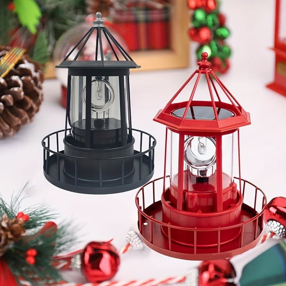 Outdoor Solar Lighthouse Rotating Statue Light - Perfect Garden Decor for Patio and Pathway