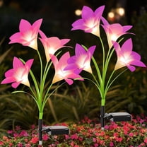Solar Garden Lights Outdoor, 2 Packs Solar Lily Flower Lights Waterproof,   Color Changing LED Solar Lights Outdoor Decorative, Bigger Solar Panel for Outside Patio Garden Pathway Yard Decoration