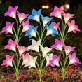 thumbnail image 1 of Solar Garden Lights Outdoor, 6 Packs Solar Lily Flower Lights Waterproof, Color Changing LED Solar Lights Outdoor Decorative, Bigger Solar Panel for Outside Patio Garden Pathway Yard Decoration, 1 of 9
