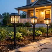 Outdoor Solar Lights Decorative, 8 Pack Solar Pathway Lights Waterproof, Glass & Metal Garden Lighting for Patio, Yard, Lawn, Walkway, Landscape, Warm White